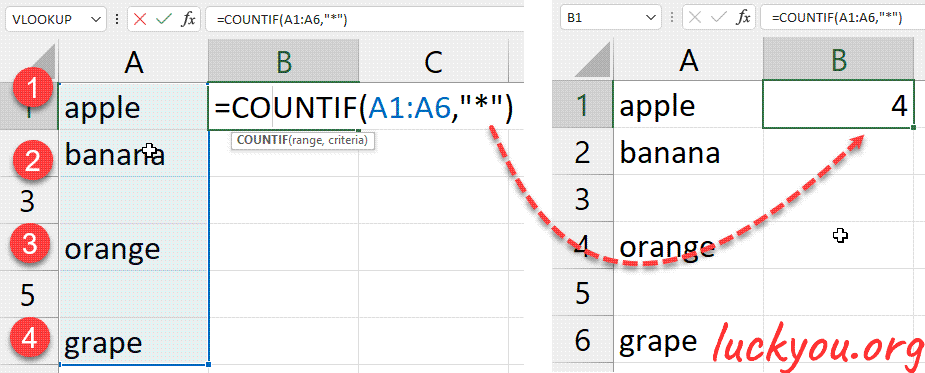 how to count text in Microsoft excel “Countif fuction”