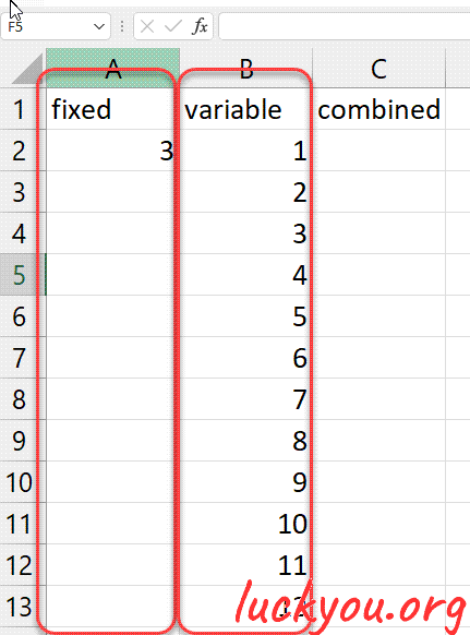 how to apply a formula with a fixed cell to the whole column in EXCEL