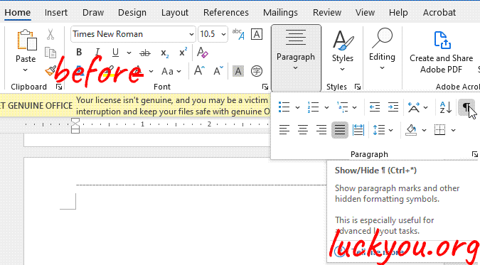 how to remove a page break in word