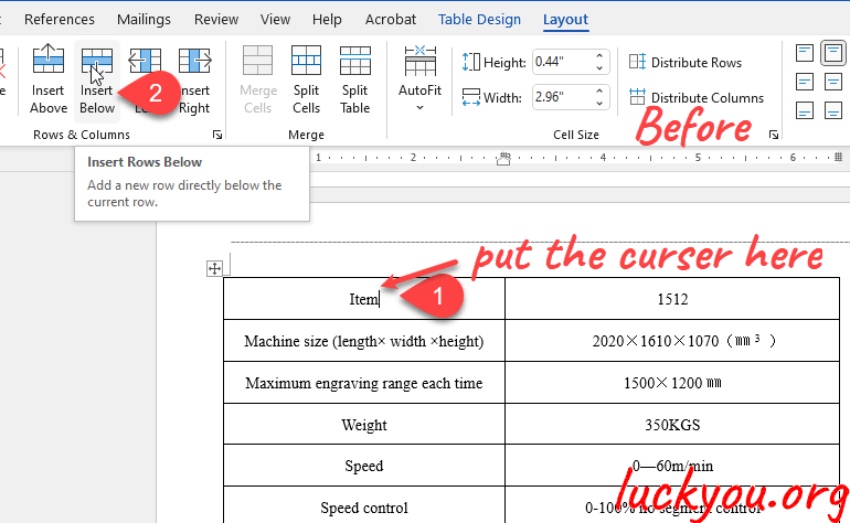 how to add columns and rows to a table in Microsoft Word