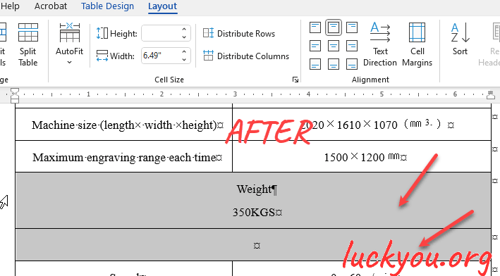 how to split table cells in Microsoft Word
