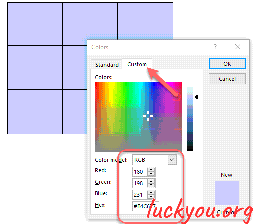 how to change the color of the table in Microsoft Word