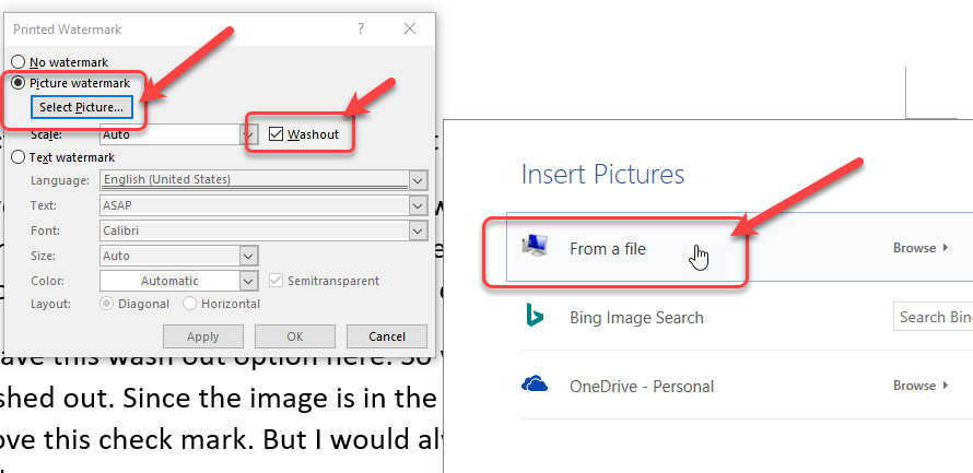 how to use a picture as a background in Microsoft word