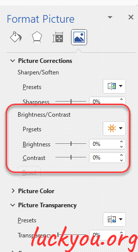 how to change the brightness and the contrast of a picture in Microsoft Word