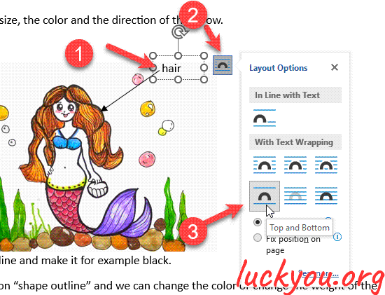 how to add arrows to a picture in Microsoft Word