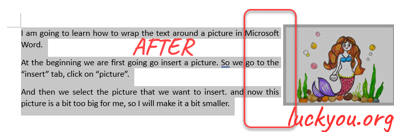 how to wrap the text around a picture in Microsoft Word