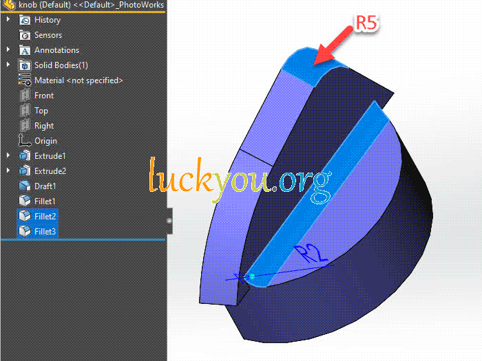 Add Fillets and key feature to a part in solidworks | SOLIDWORKS Tutorials: Basic Techniques