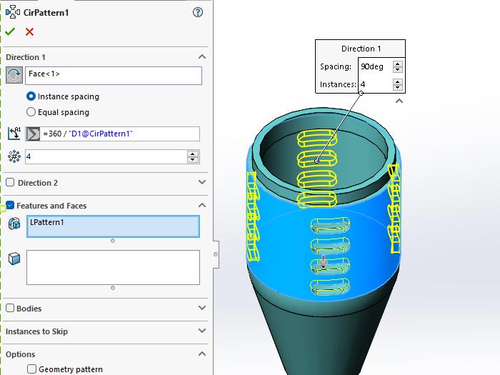 how to creat linear pattern and a circular pattern in solidworks | SOLIDWORKS Tutorials: Basic Techniques