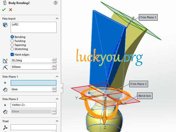 how to creat a loft feature and adding a flex feature in solidworks | SOLIDWORKS Tutorials: Basic Techniques