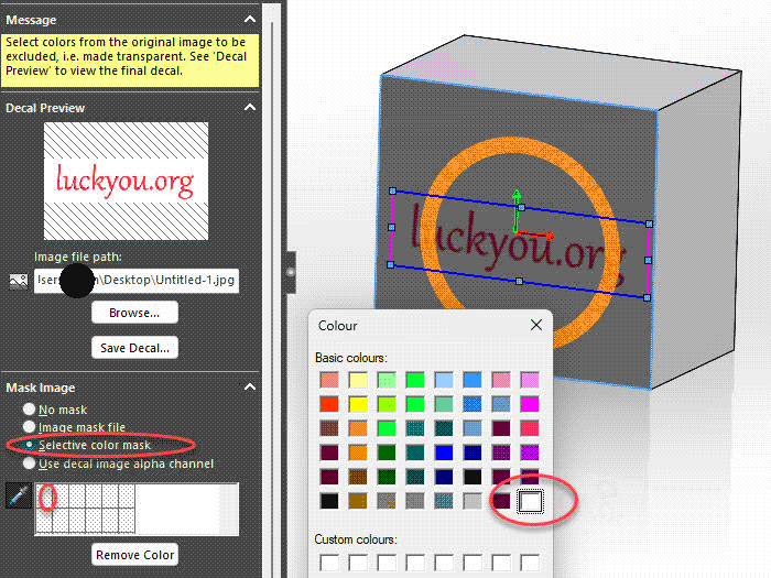 Adding a Decal to a SolidWorks Model: Method and Steps